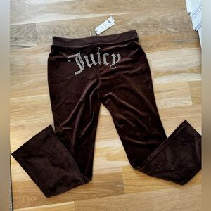 NWT Juicy Couture Velour Track Pants L. brown sugar